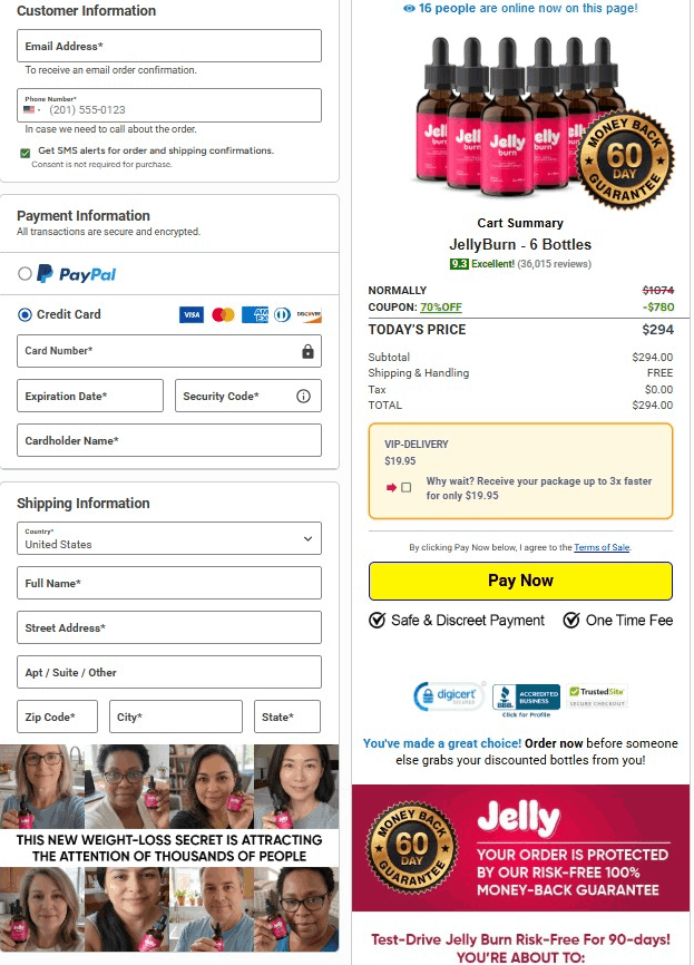 Jelly Burn Checkout Page